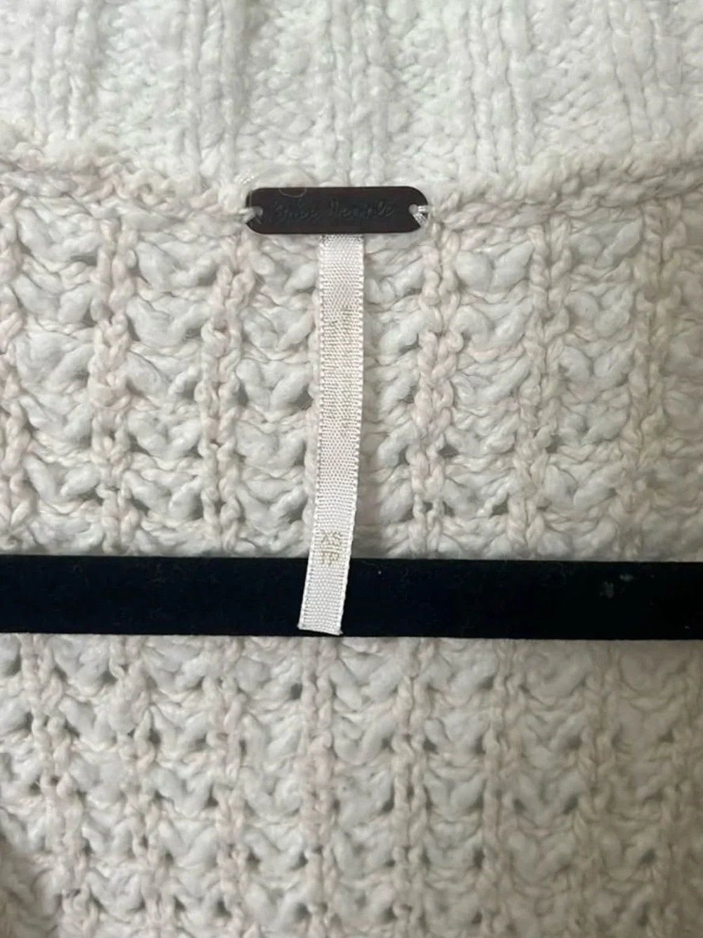 Free People Cream Oversized Waffle Knit Henley Sweater XS